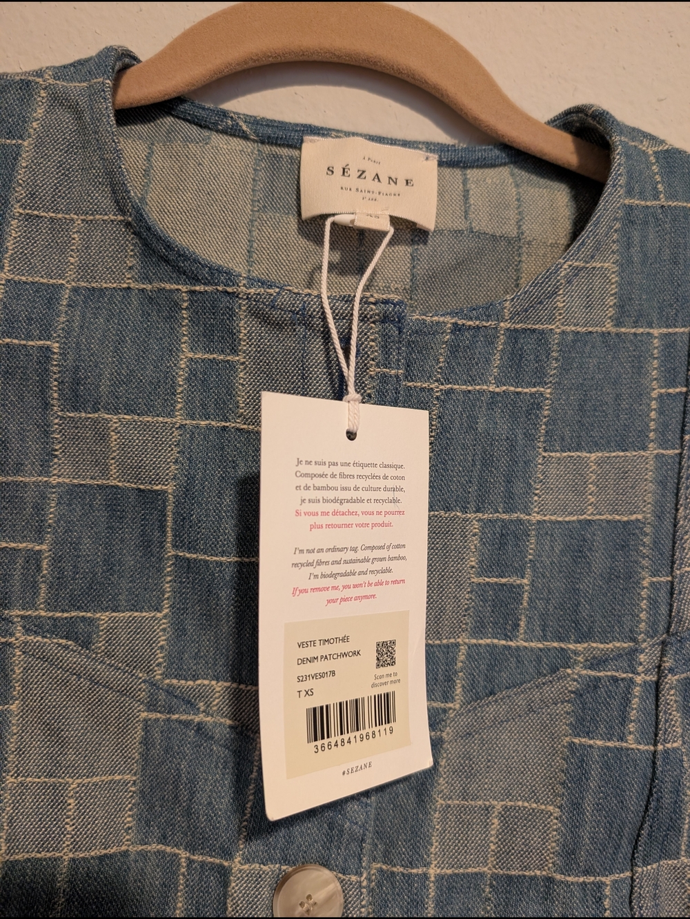 Sezáne Timothé Patchwork Denim Vest - Picture 6 of 9